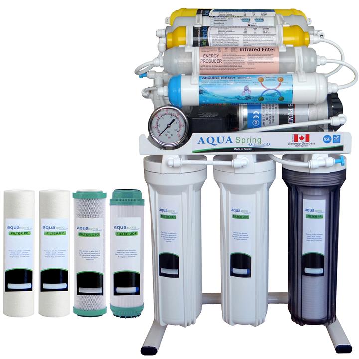 دستگاه تصفیه کننده آب آکوآ اسپرینگ مدل NF3950 به همراه فیلتر مدل 01 مجموعه 4 عددی